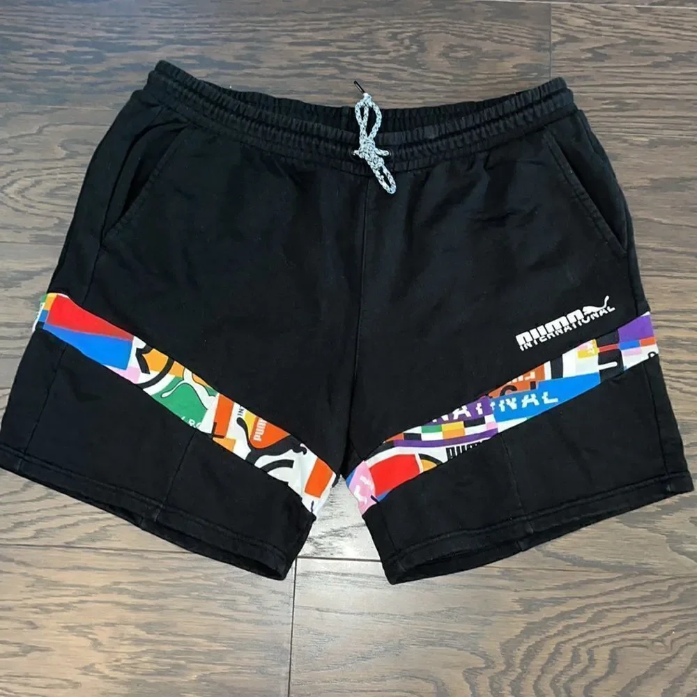 Mens Puma International French Terry Fleece black 7” shorts XXL